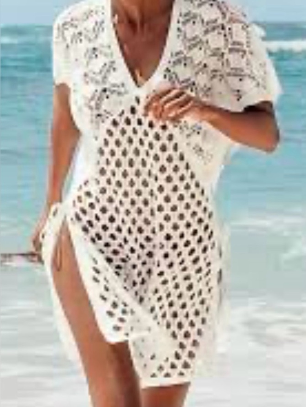 NWOT Medium Cupshe cream crocheted lace side-tie swimsuit coverup